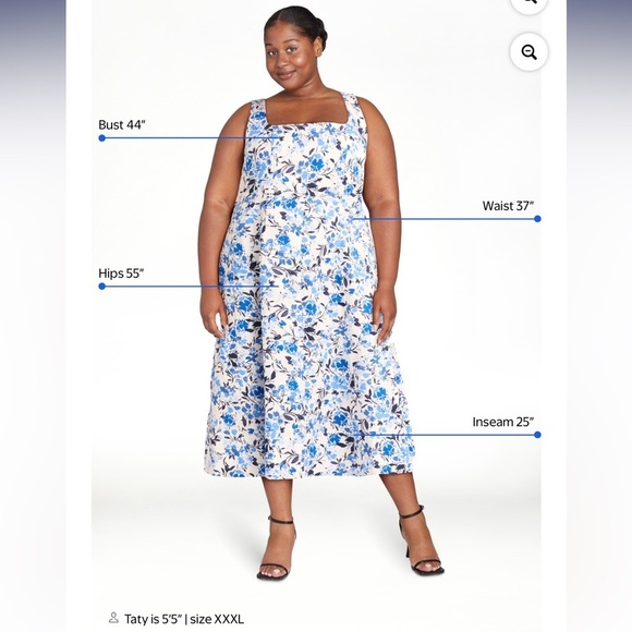 Free Assembly Cotton Sleeveless Square Neck Midi Dress 3X Floral Cottagecore - Picture 2 of 16